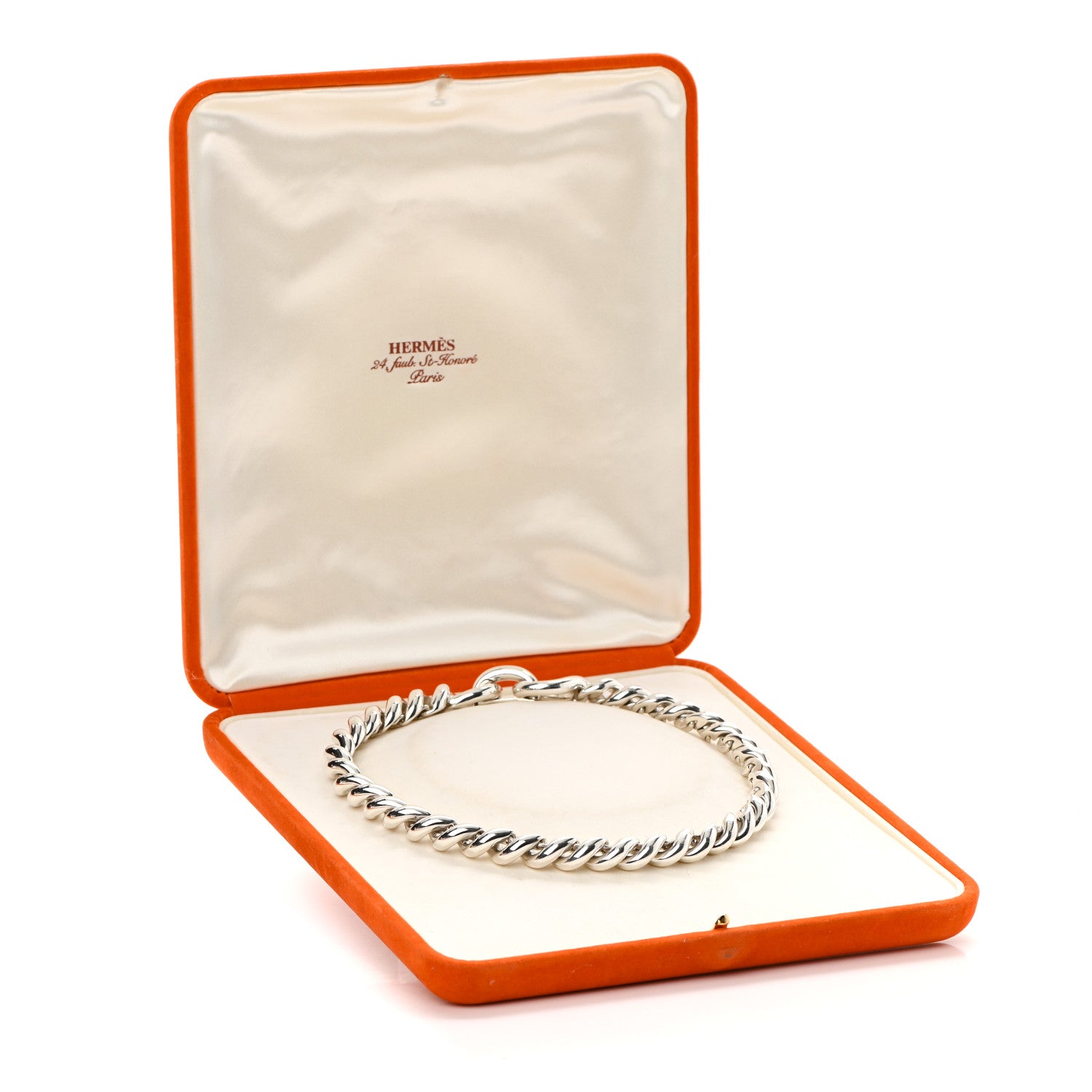 Hermes Sterling Silver Vintage Torsade Link Choker Necklace 6 of 6