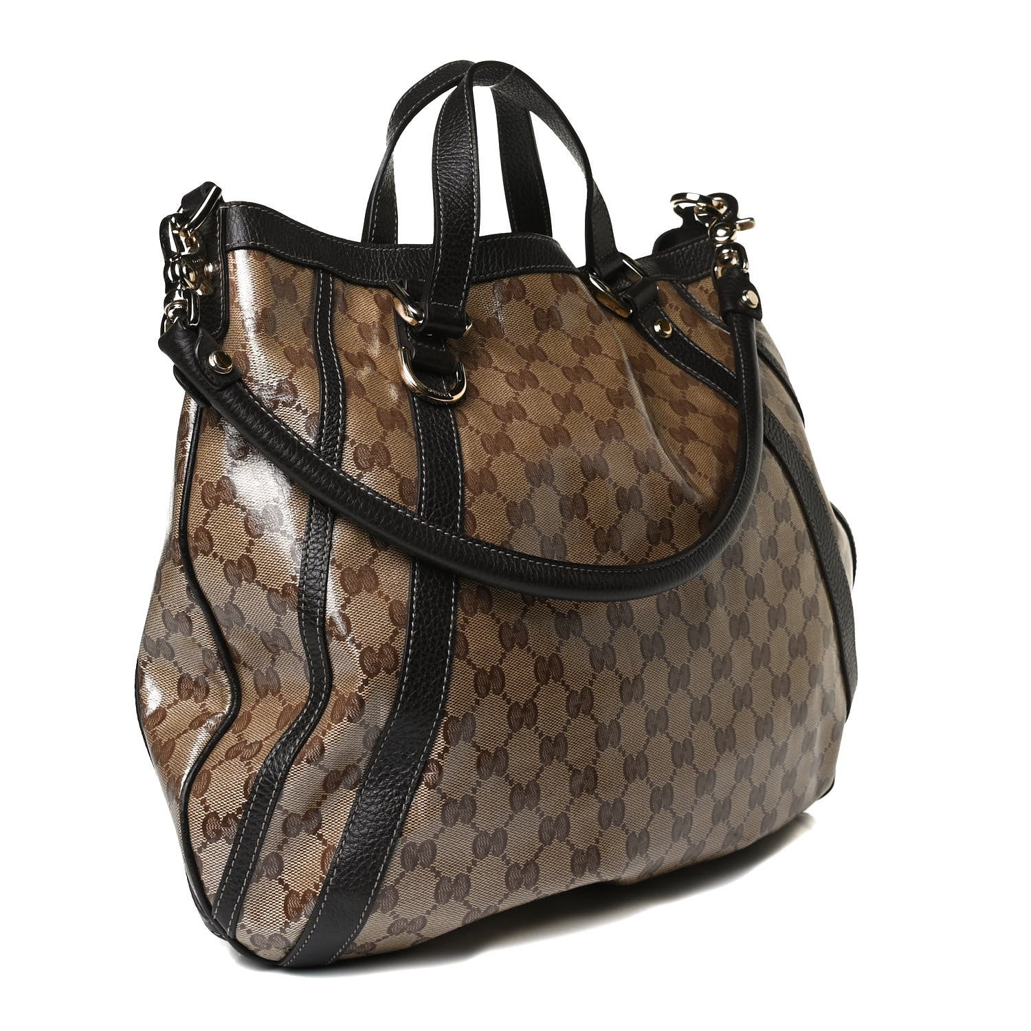 Gucci Crystal Monogram Medium Abbey Convertible Tote Dark Brown 3 of 13