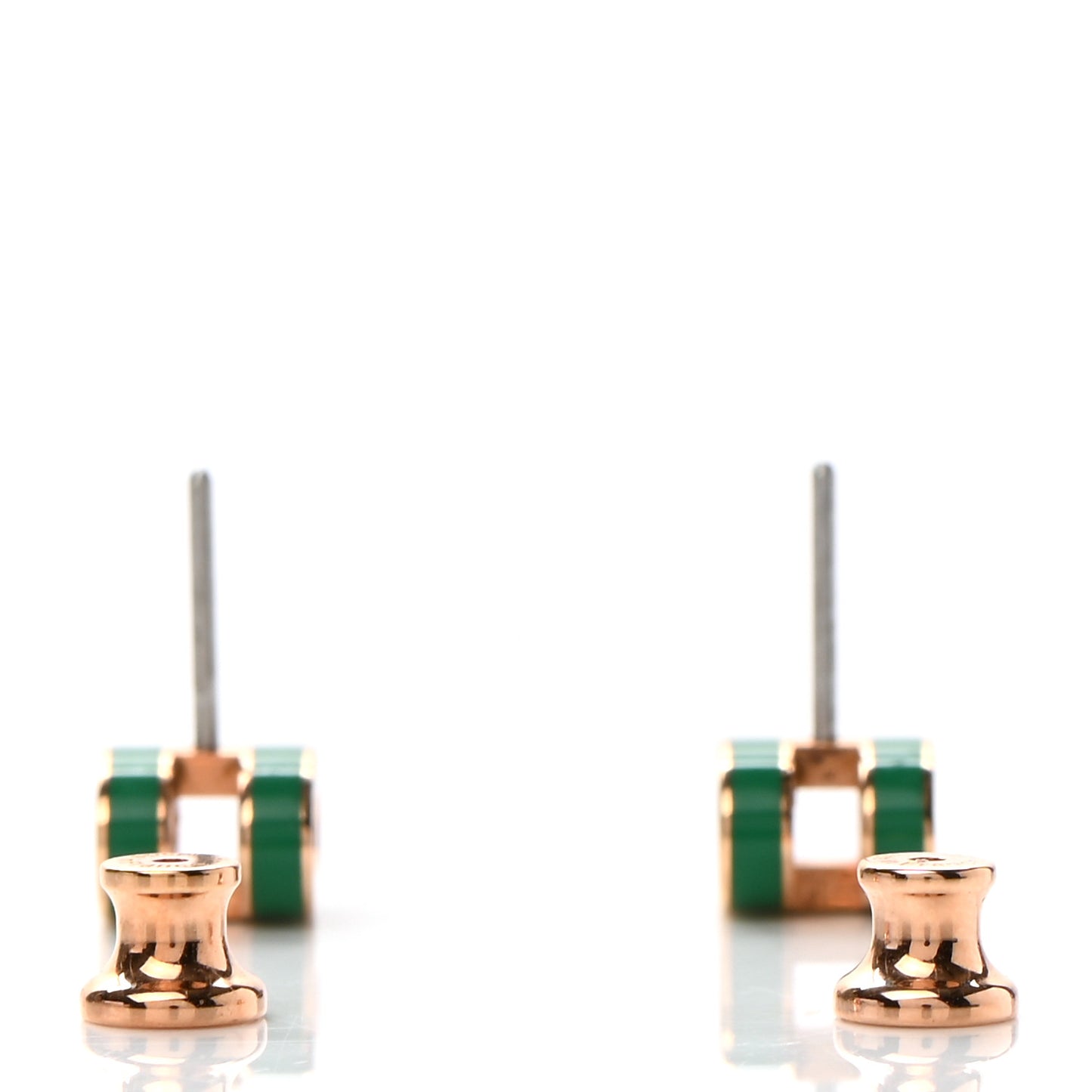 Rose Gold Lacquered Mini Pop H Earrings Malachite