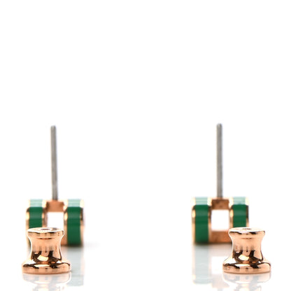 Hermes Rose Gold Lacquered Mini Pop H Earrings Malachite 3 of 4