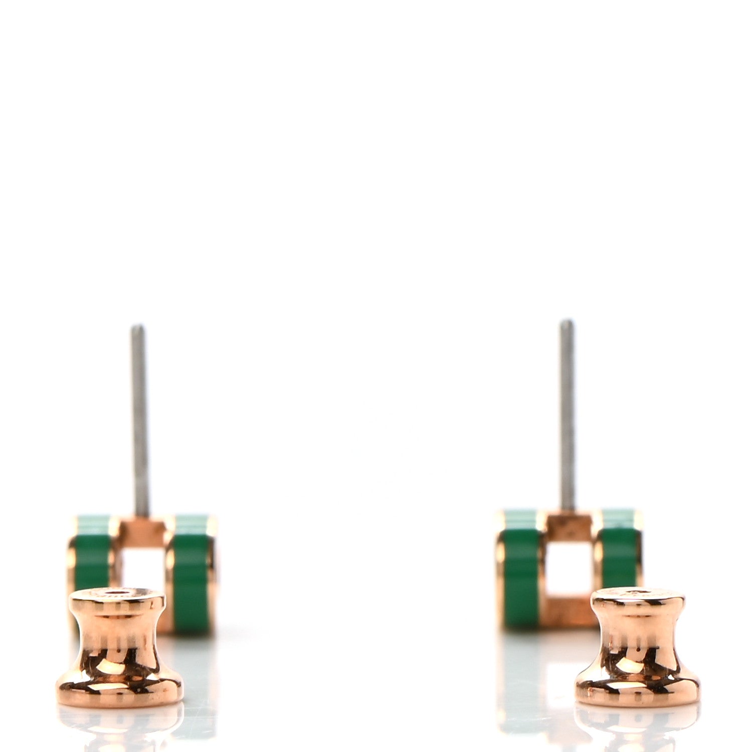 Hermes Rose Gold Lacquered Mini Pop H Earrings Malachite 3 of 4