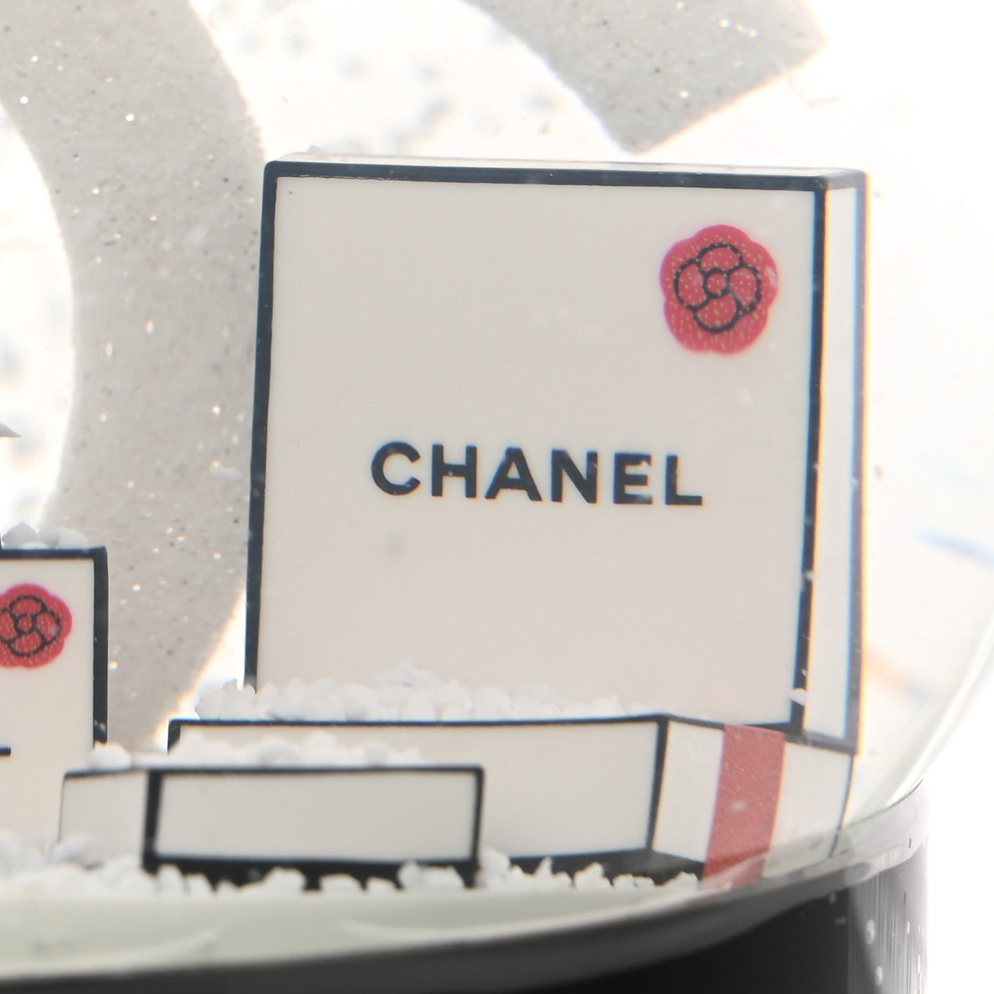 Glass CC Shopping Bag Snow Globe