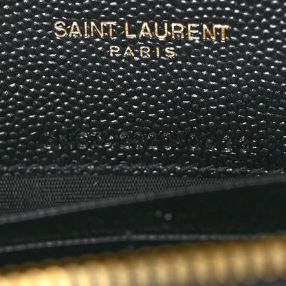 Saint Laurent Grain De Poudre Matelasse Chevron Monogram Envelope Chain Wallet Black 7 of 11
