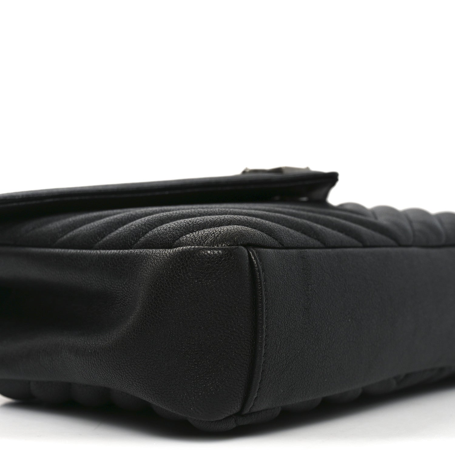 Saint Laurent Sheepskin Matelasse Chevron Monogram Medium College Bag Black 9 of 11