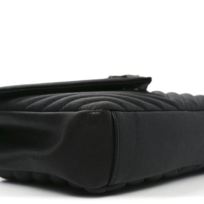 Saint Laurent Sheepskin Matelasse Chevron Monogram Medium College Bag Black 9 of 11