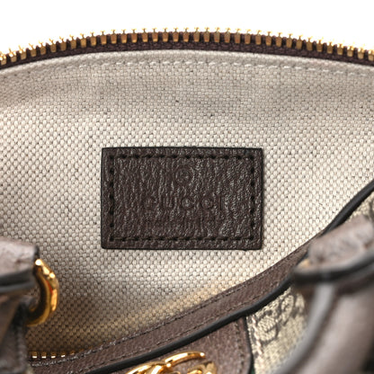 Gucci GG Supreme Monogram Textured Dollar Calfskin Web Super Mini Ophidia Top Handle Bowler Bag Beige Ebony New Acero 6 of 15
