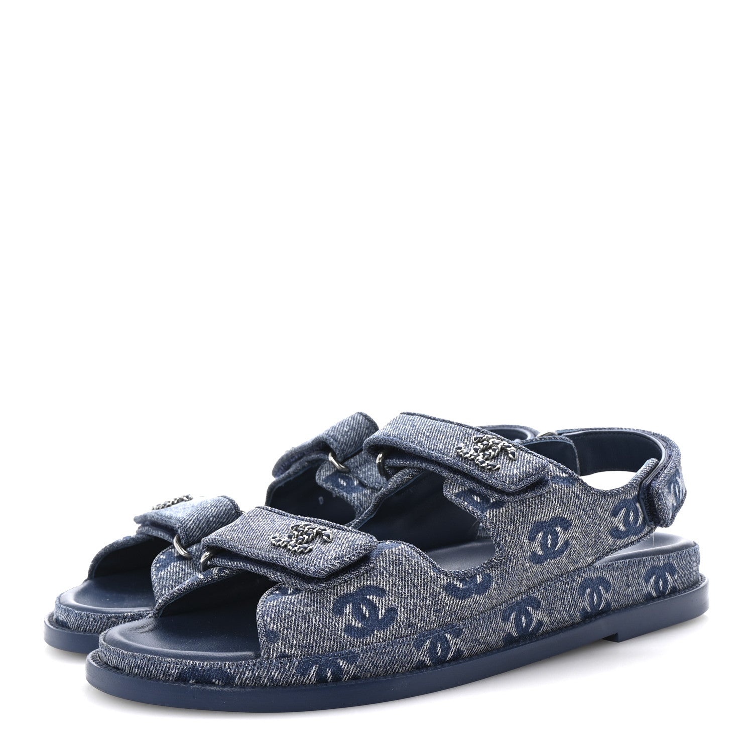 Chanel Denim CC Dad Sandals 39.5 Blue 1706679 – FASHIONPHILE