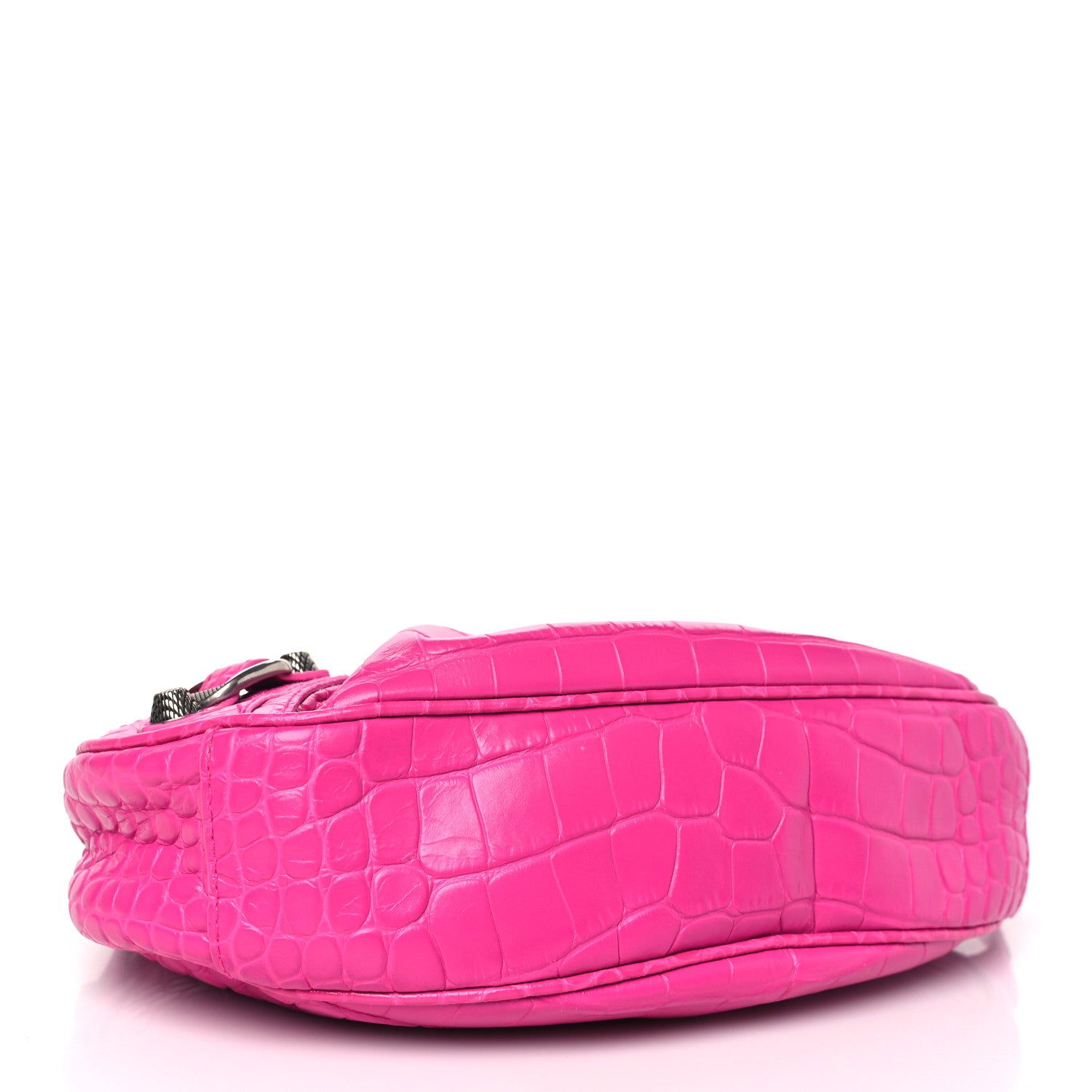 Balenciaga Extra Supple Calfskin Crocodile Embossed XS Le Cagole Shoulder Bag Lipstick Pink 4 of 11