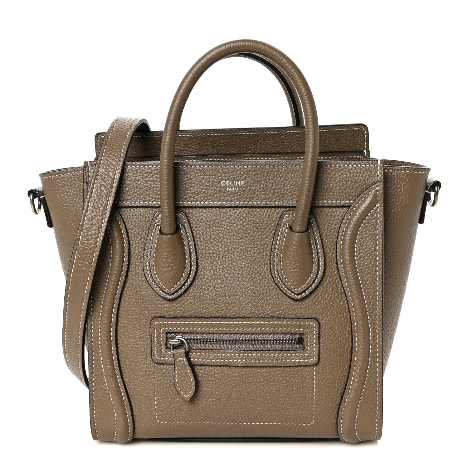 Celine Drummed Calfskin Nano Luggage Souris 1 of 11