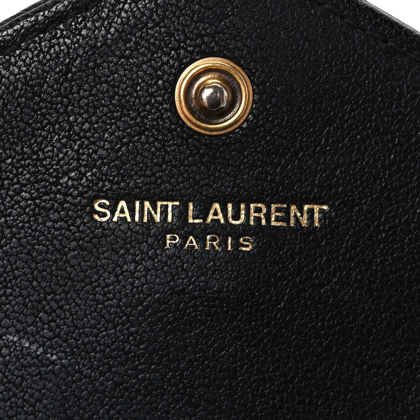 Sheepskin Matelasse Chevron Small Monogram Envelope Wallet Black