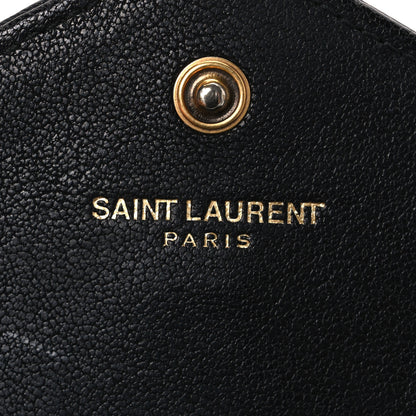 Saint Laurent Sheepskin Matelasse Chevron Small Monogram Envelope Wallet Black 6 of 9