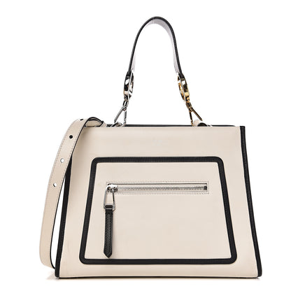Fendi Vitello Century Opaco F is Fendi Bi-Color Small Runaway Satchel White Ice Black 1 of 12