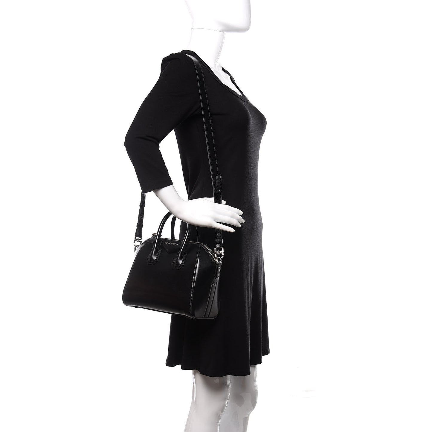 Shiny Lord Calfskin Mini Antigona Black