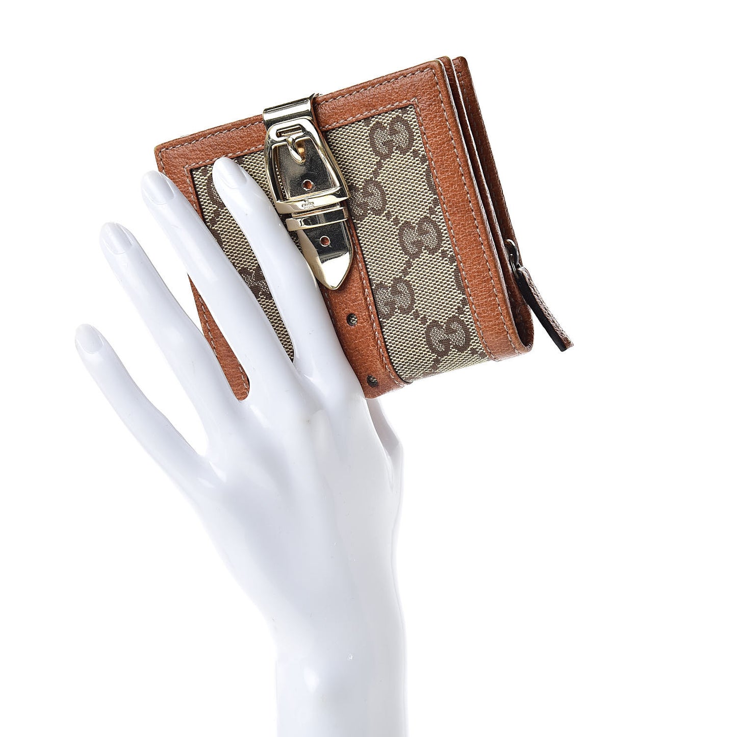 Monogram Buckle Compact Wallet Brown