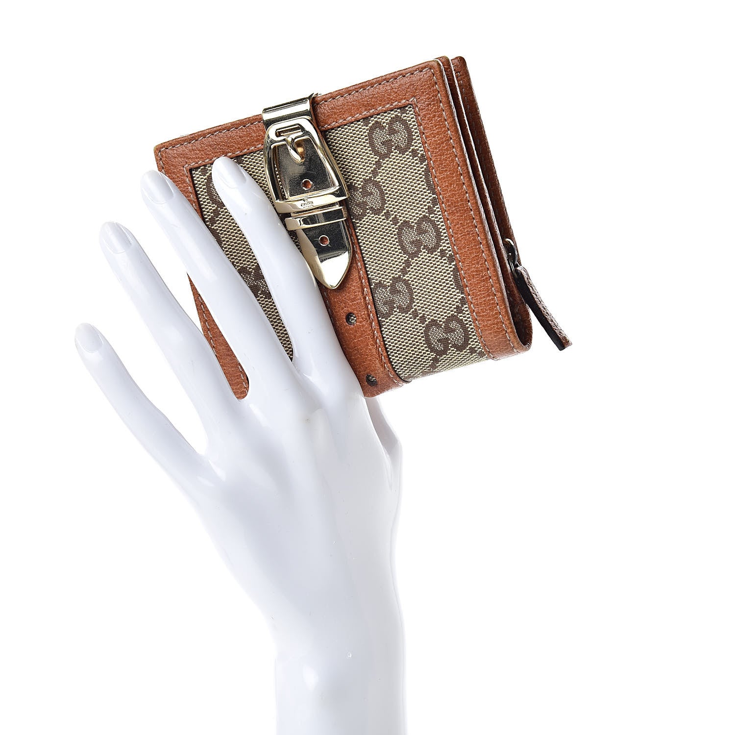 Gucci Monogram Buckle Compact Wallet Brown 2 of 16