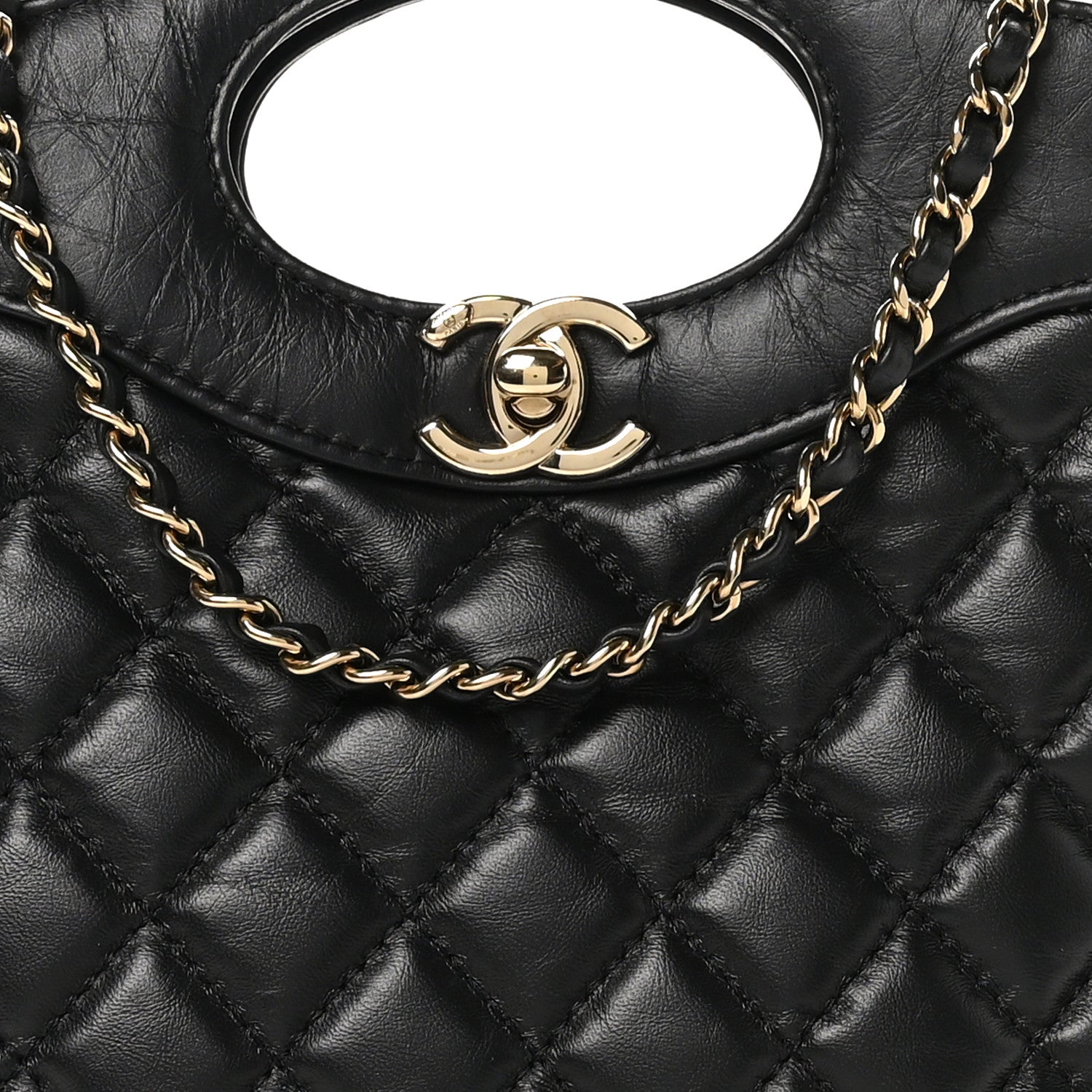 Chanel Aged Calfskin Quilted Mini 31 Shopping Bag Black 8 of 10