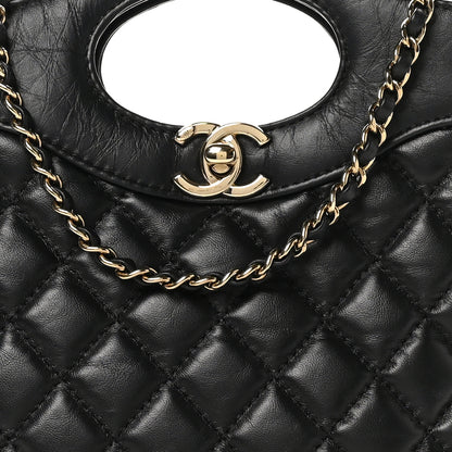 Chanel Aged Calfskin Quilted Mini 31 Shopping Bag Black 8 of 10
