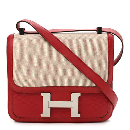 Hermes Swift Toile H Berline Constance 24 Rouge Piment Ecru 1 of 11