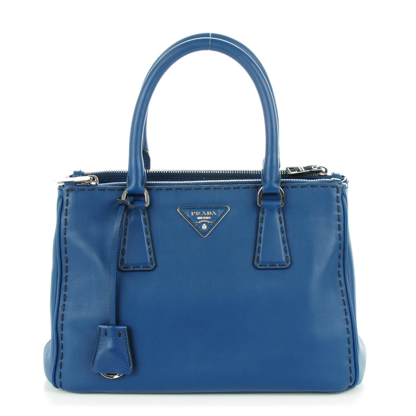 City Calf Small Hand Stitched Galleria Double Zip Tote Bleuette