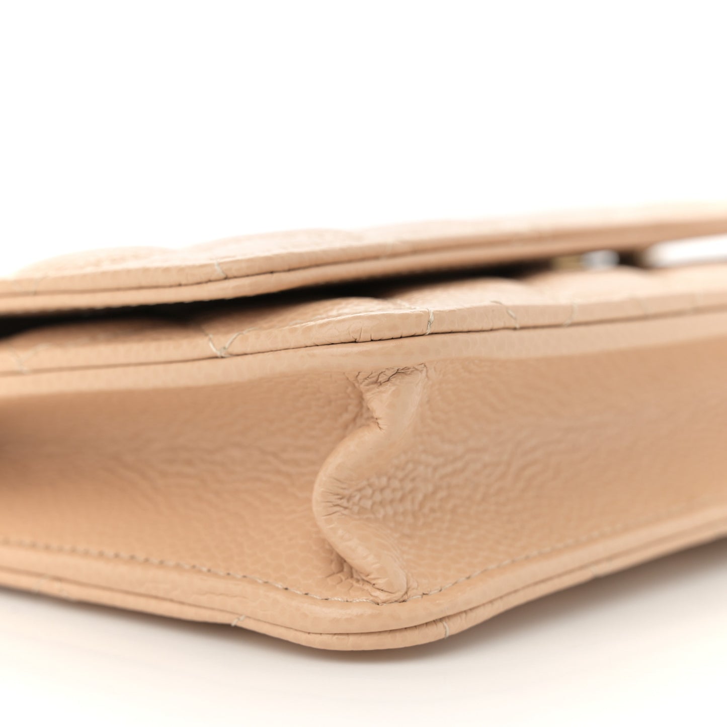 Caviar Quilted Wallet on Chain WOC Beige