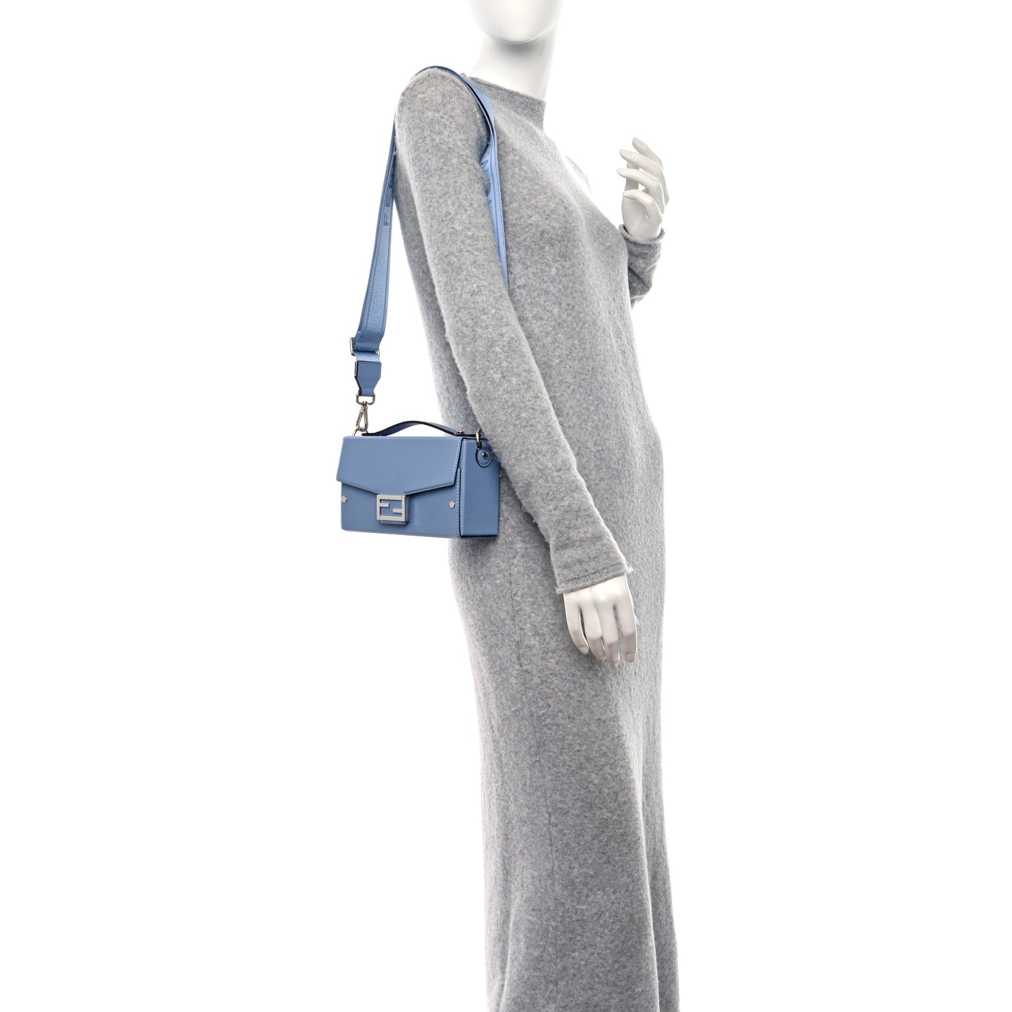 Vitello King FF Lines Embossed Baguette Soft Trunk Light Blue