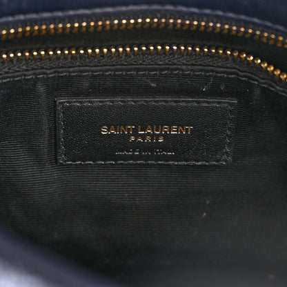 Saint Laurent Canvas Quilted Toy Loulou Puffer Monogram Chain Satchel Deep Marine 6 of 11