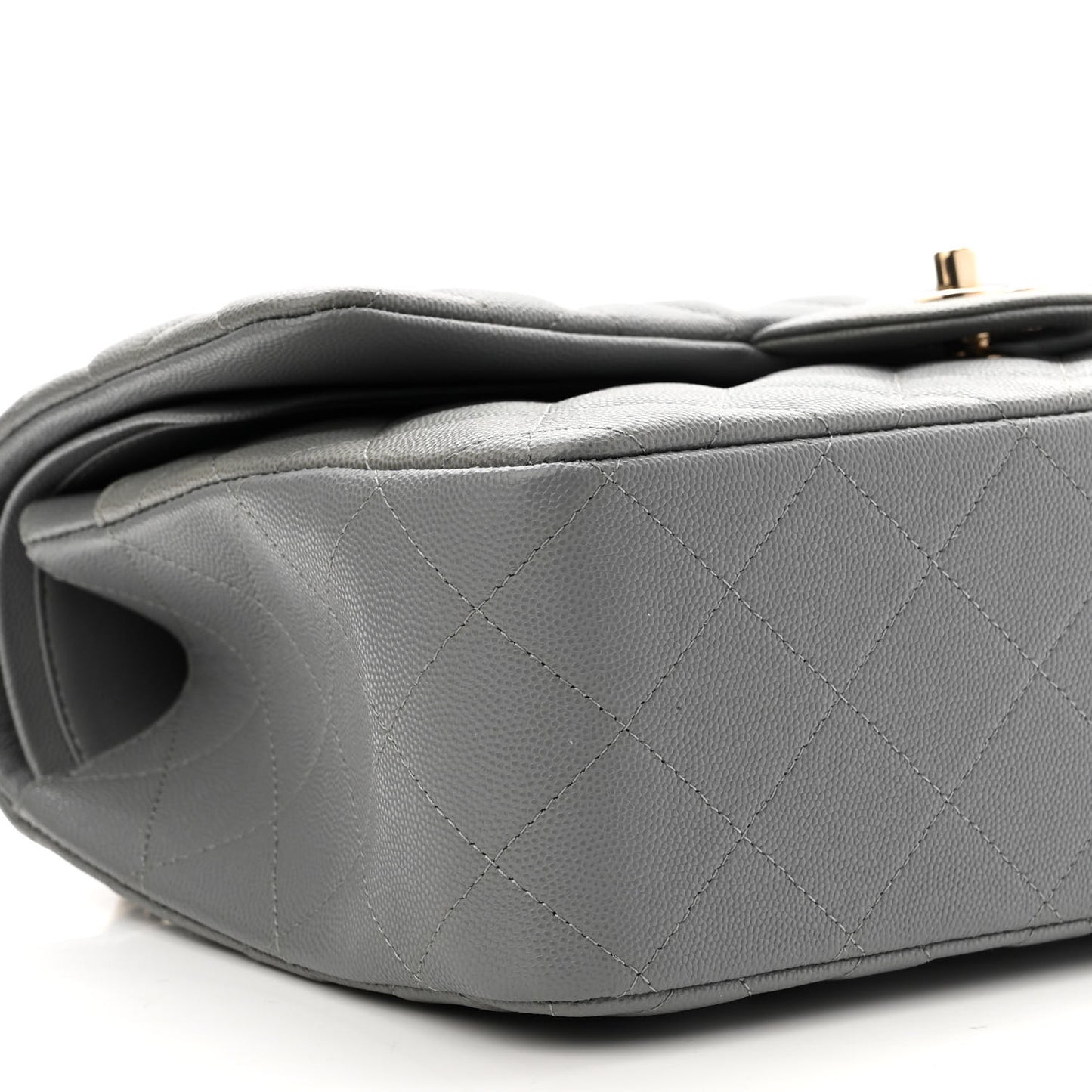Caviar Quilted Jumbo Double Flap Grey