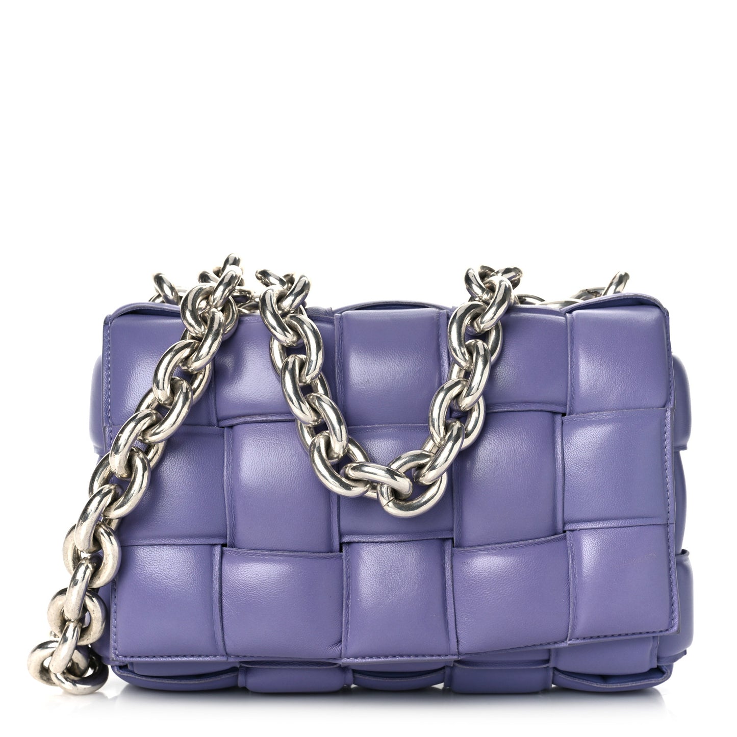Lambskin Maxi Intreccio Padded Chain Cassette Crossbody Bag Lavender