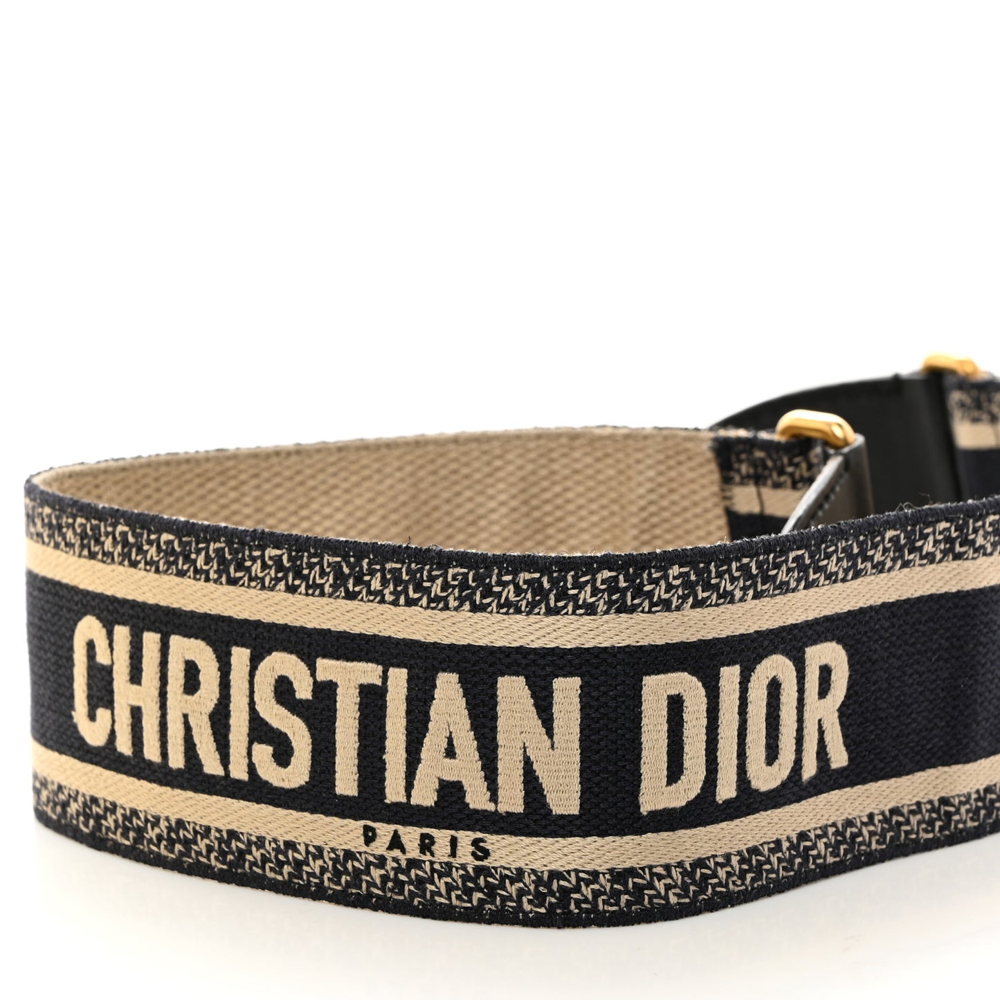 CHRISTIAN DIOR Canvas Embroidered Shoulder Strap Blue