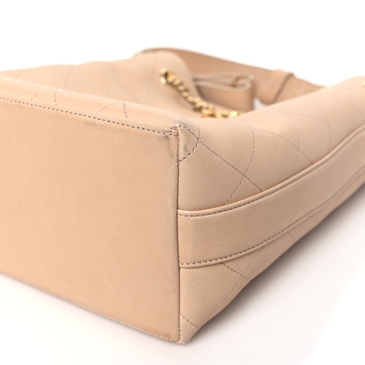 Chanel Calfskin Quilted Small On My Shoulder Drawstring Bag Beige 10 of 11