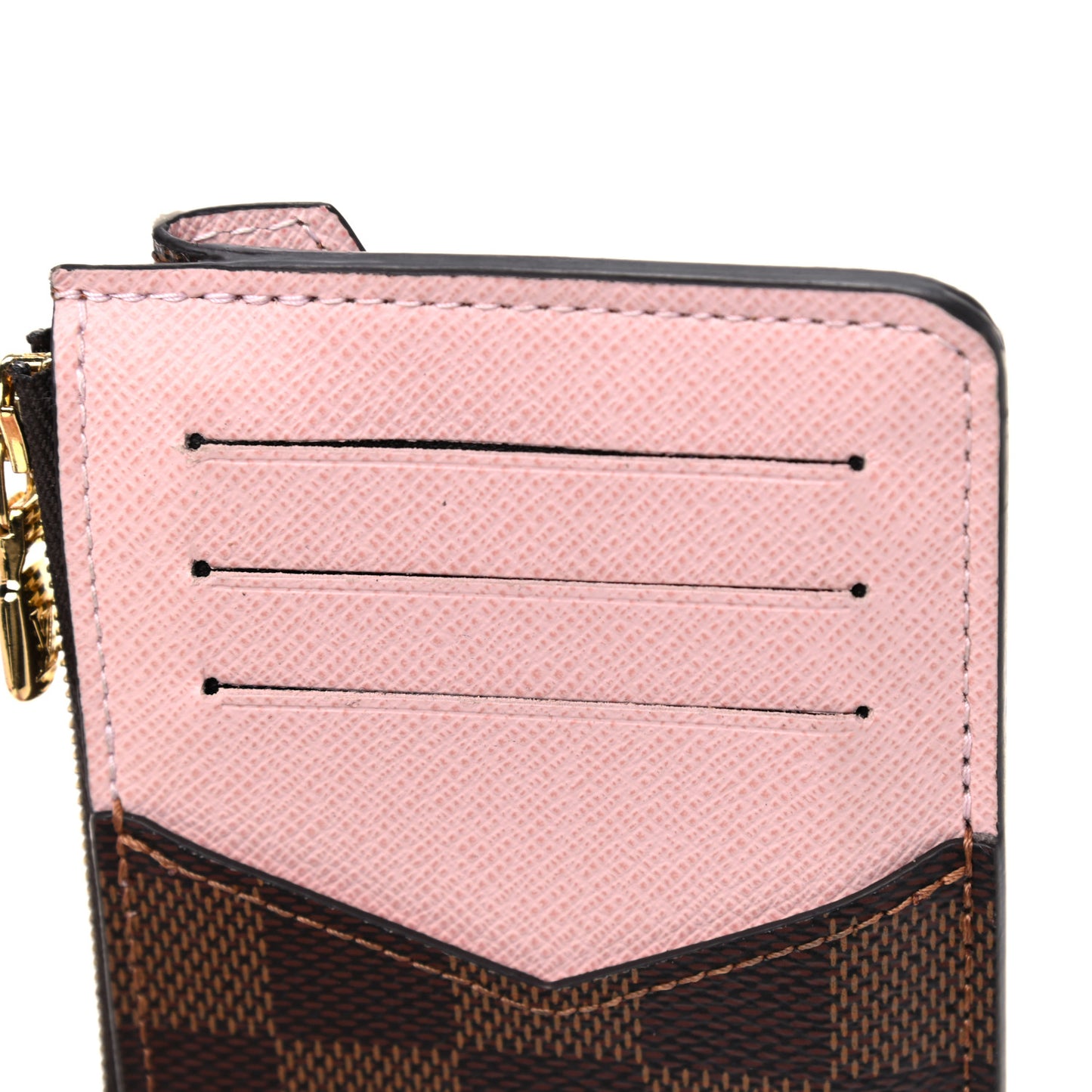 Damier Ebene Recto Verso Card Holder Rose Ballerine