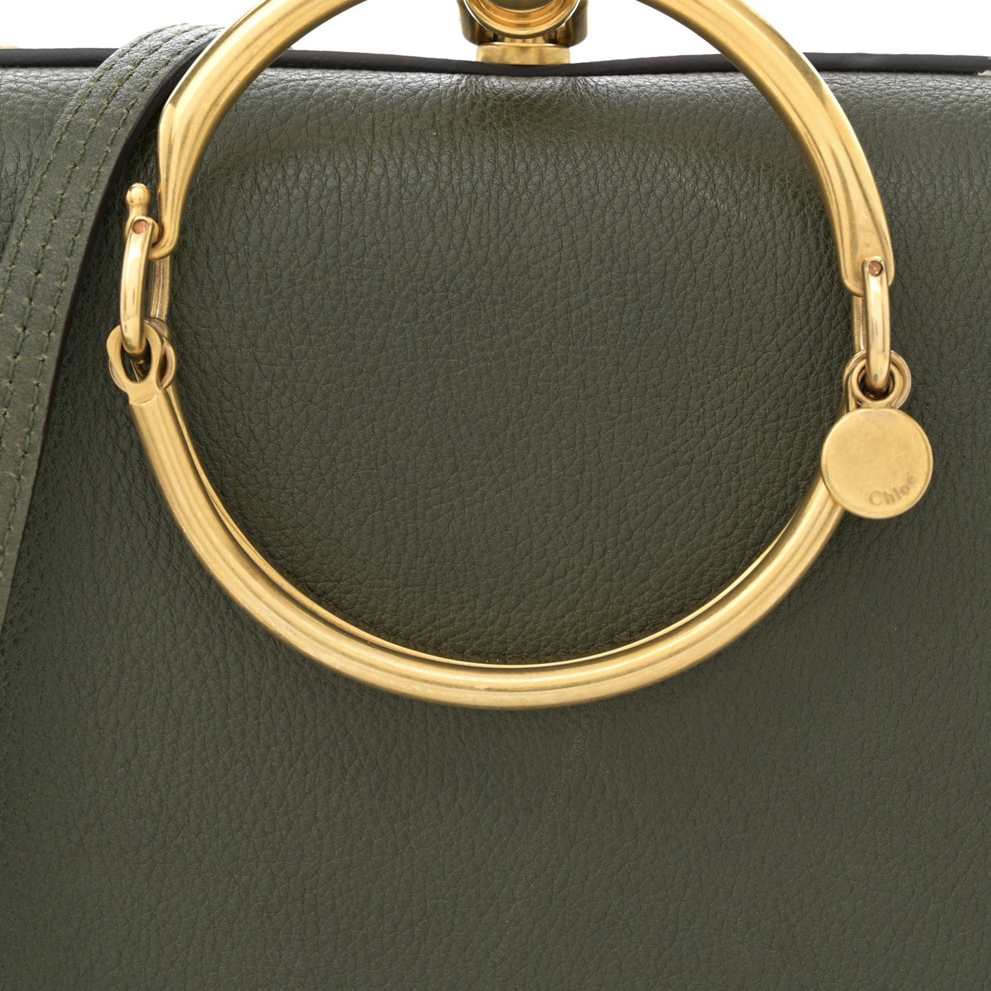 Calfskin Suede Medium Nile Bracelet Bag Midnight Green