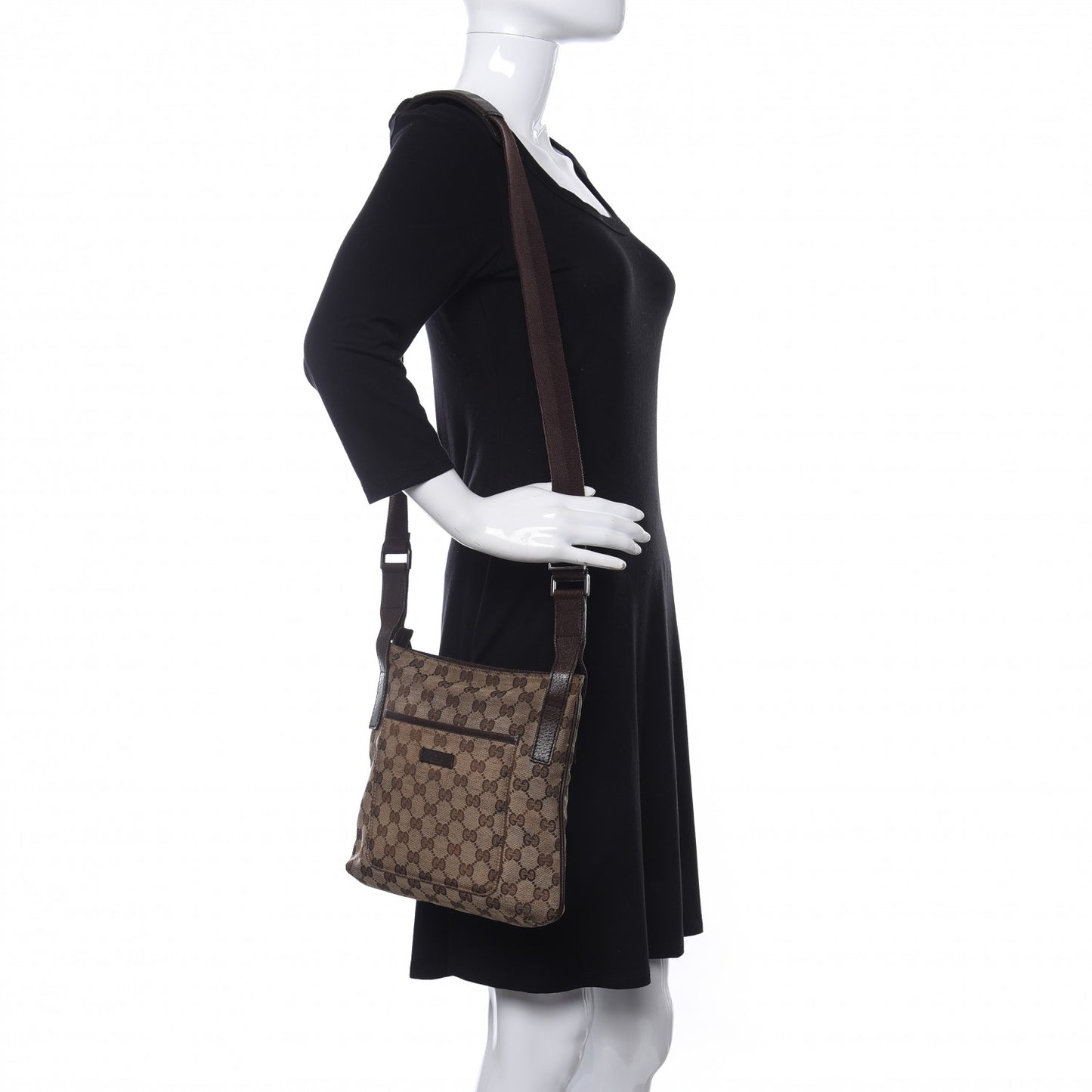 Monogram Flat Messenger Bag Dark Brown