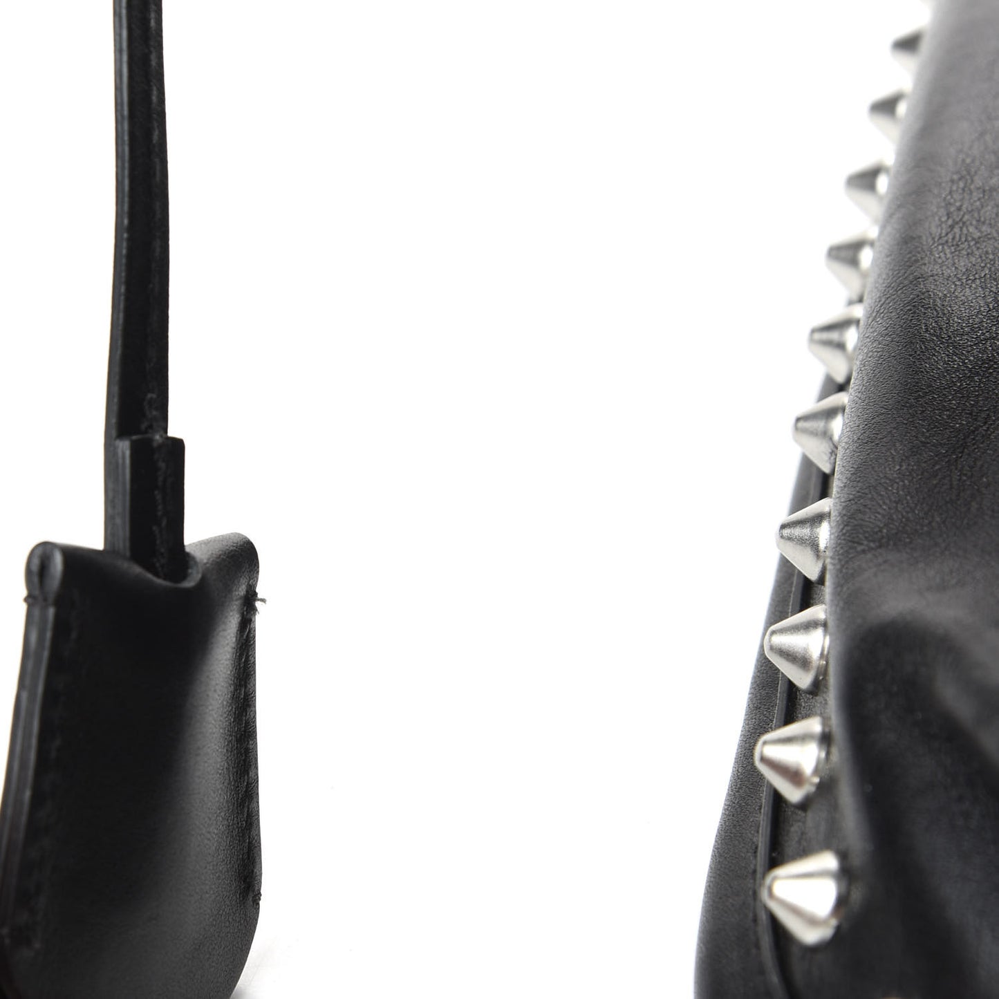 Pebbled Calfskin Skull Studded Padlock Tote Black