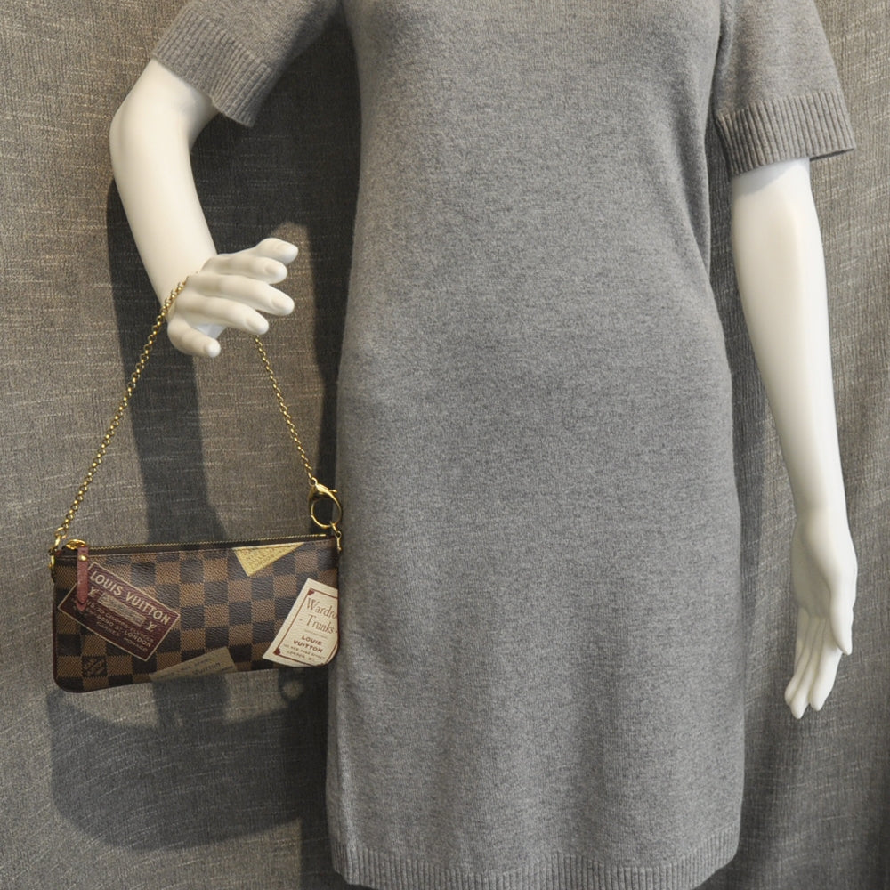 Louis Vuitton Damier Ebene Trunks Labels Pochette Milla MM 3 of 9