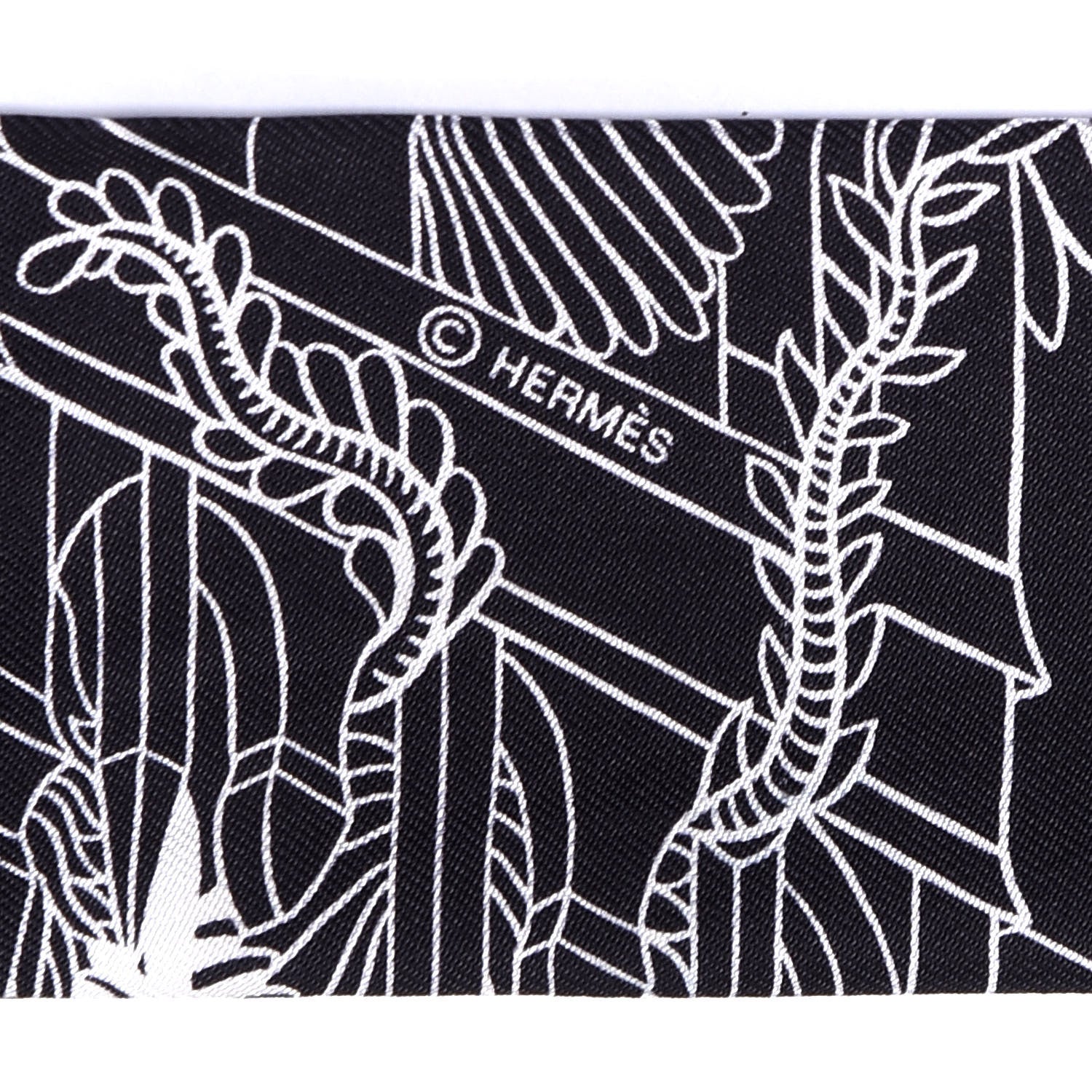 Hermes Silk Animapolis Twilly Black White 4 of 4