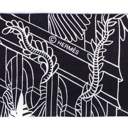 Hermes Silk Animapolis Twilly Black White 4 of 4