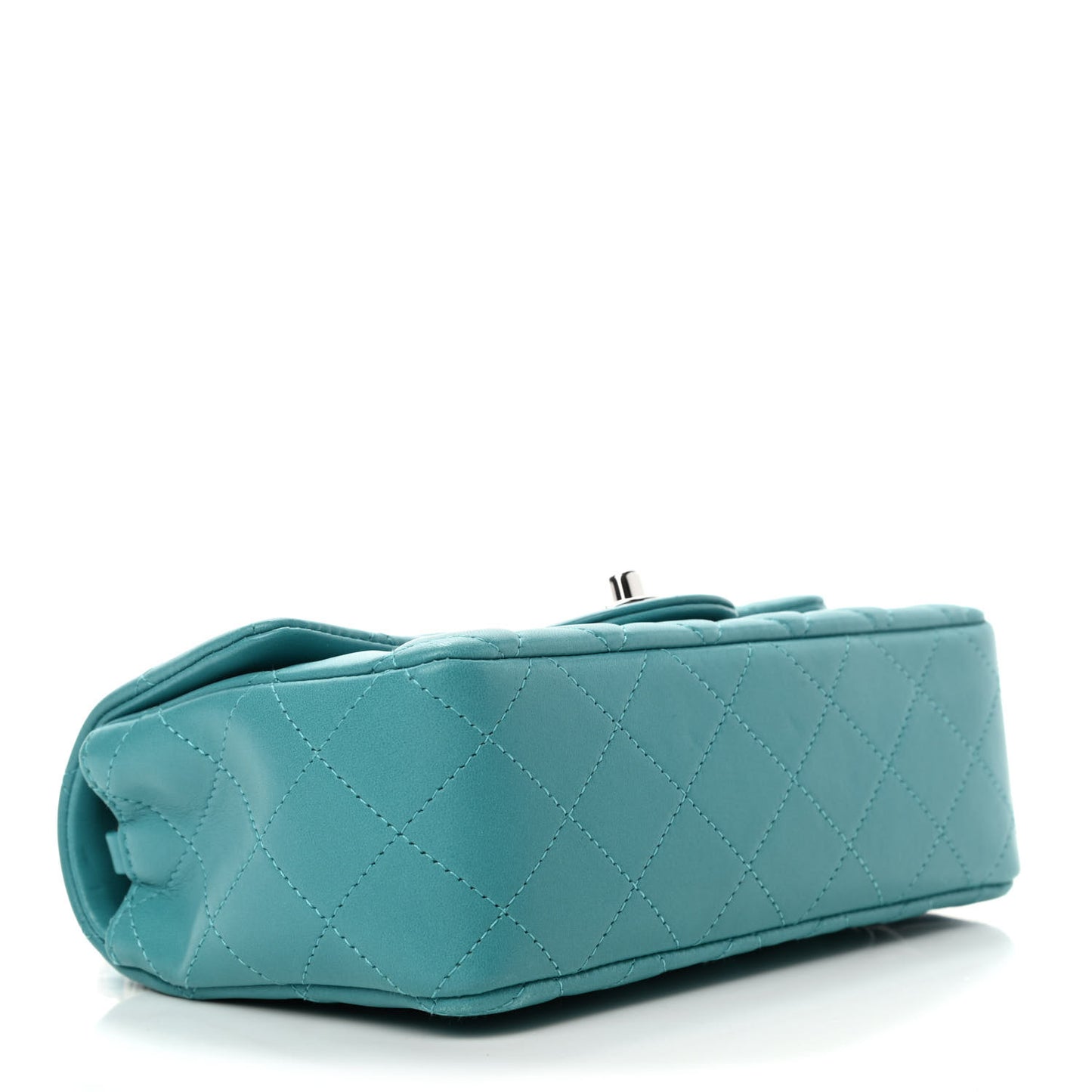 Lambskin Quilted Mini Rectangular Flap Turquoise