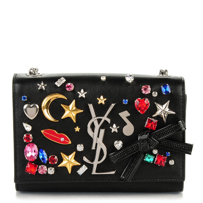 Saint Laurent Calfskin Embellished Small Monogram Kate Satchel Black 1 of 6