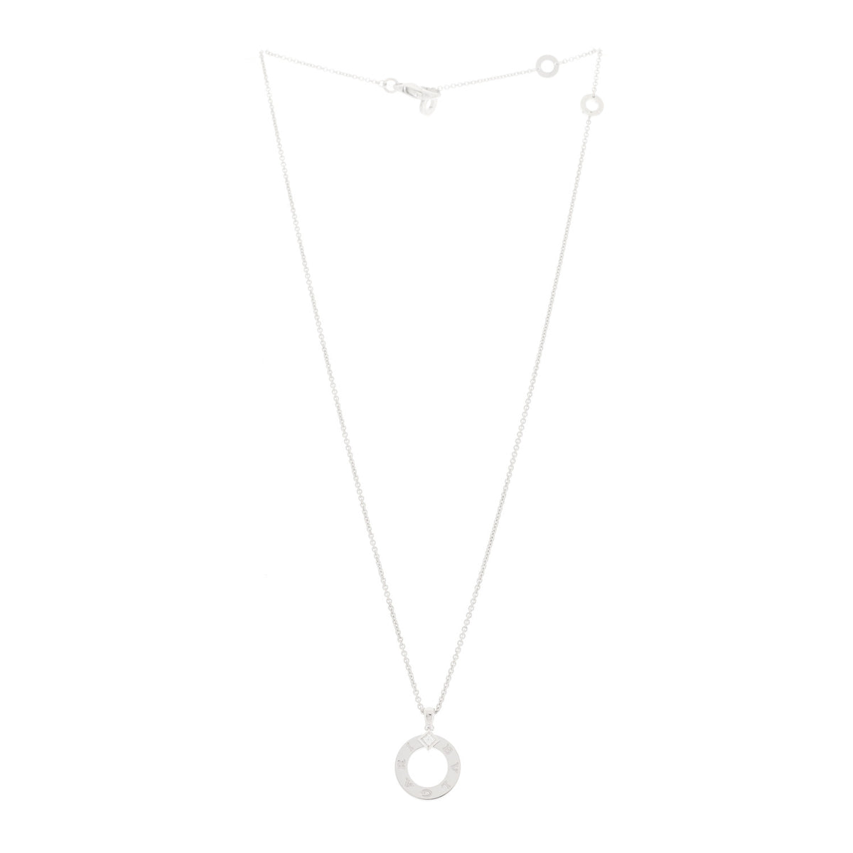 18K White Gold Diamond BVLGARI Pendant Necklace