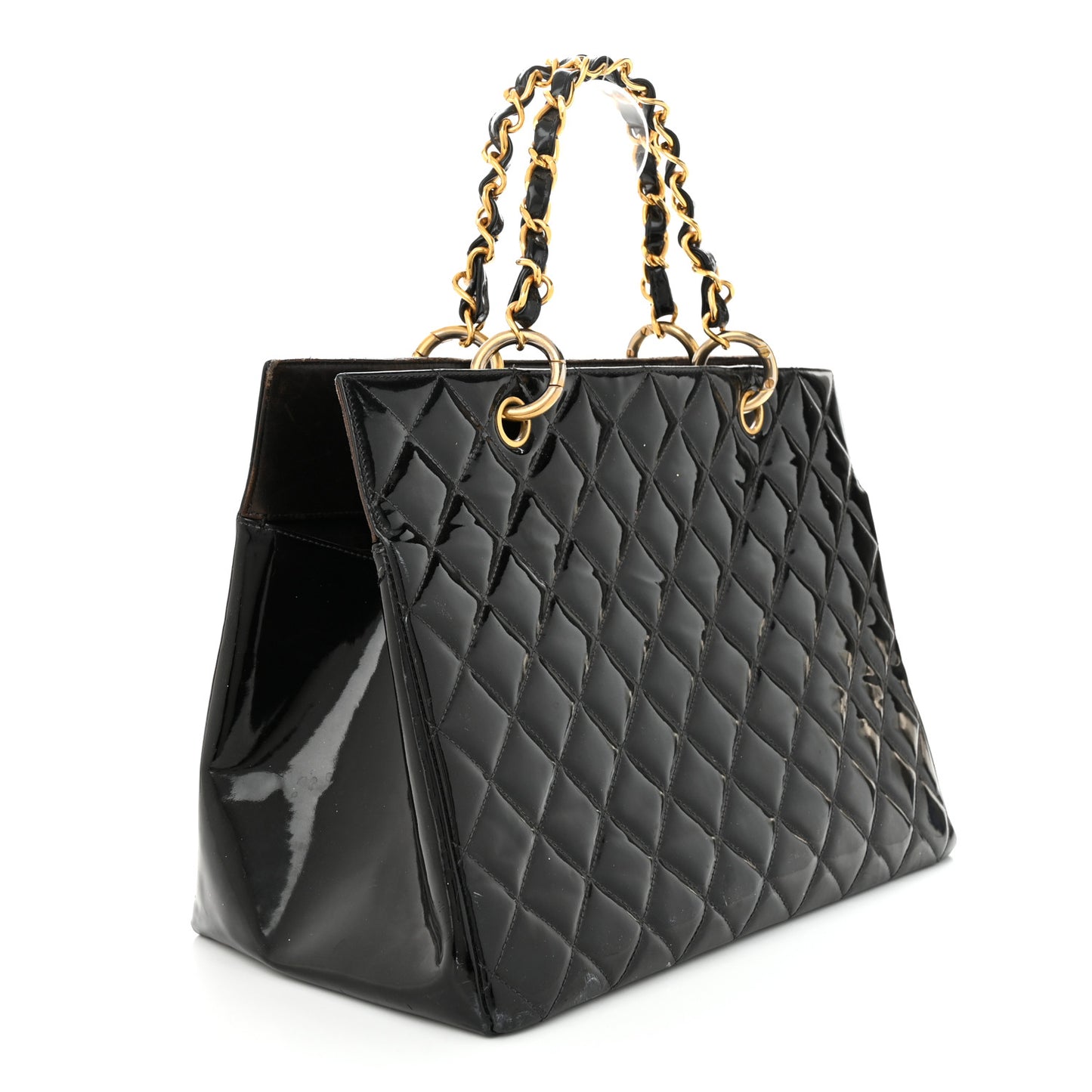 Patent Quilted Grand Shopping Tote GST Black