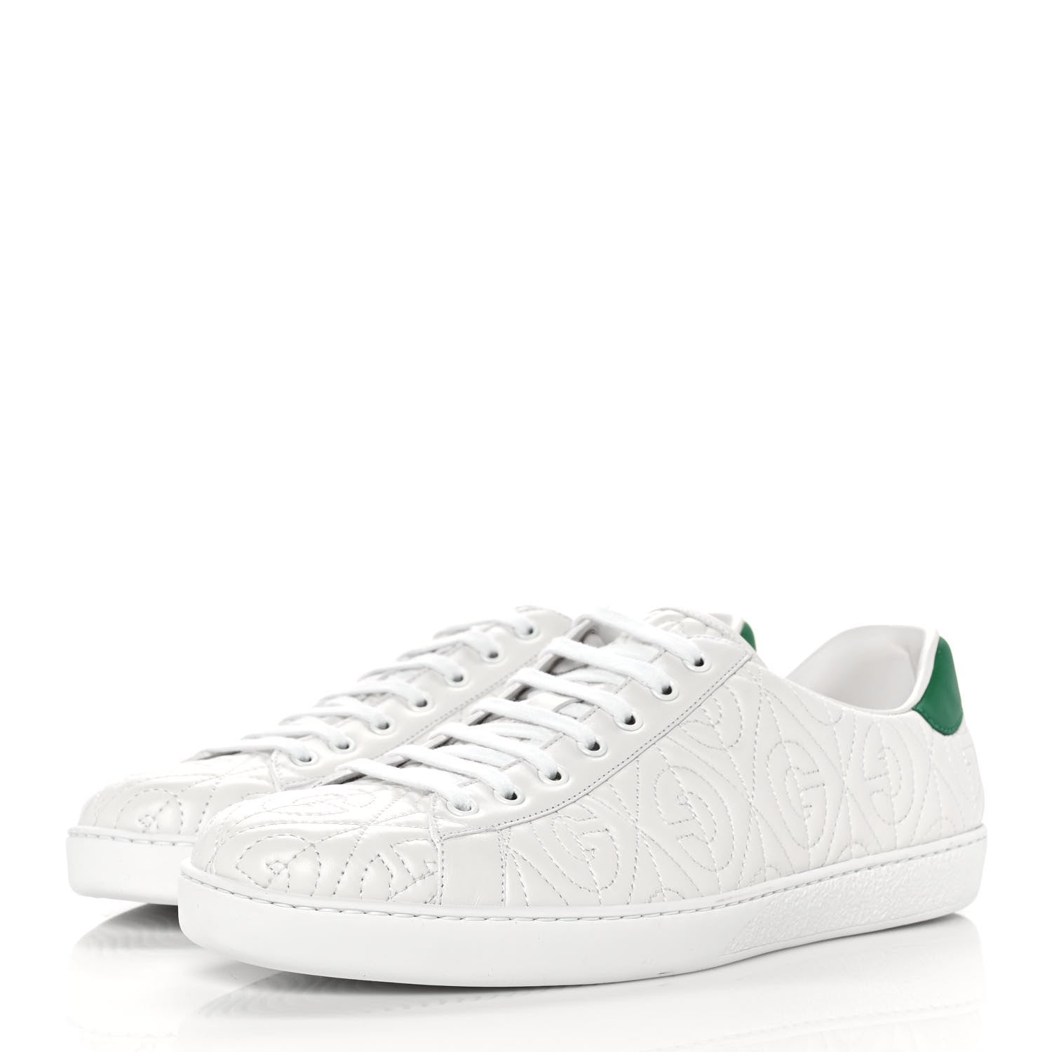Gucci Nappa G Rhombus Mens Ace Sneakers 11 Great White Green 3 of 11