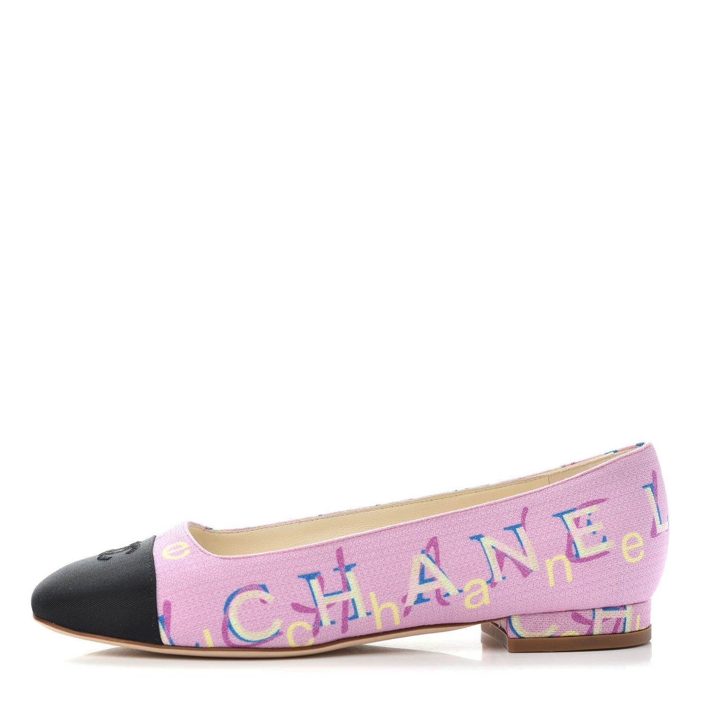 Fabric Grossgrain CC Flats 35.5 Pink Black
