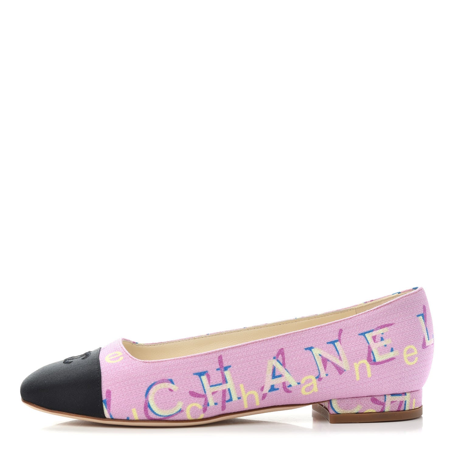 Chanel Fabric Grossgrain CC Flats 35.5 Pink Black 1 of 11