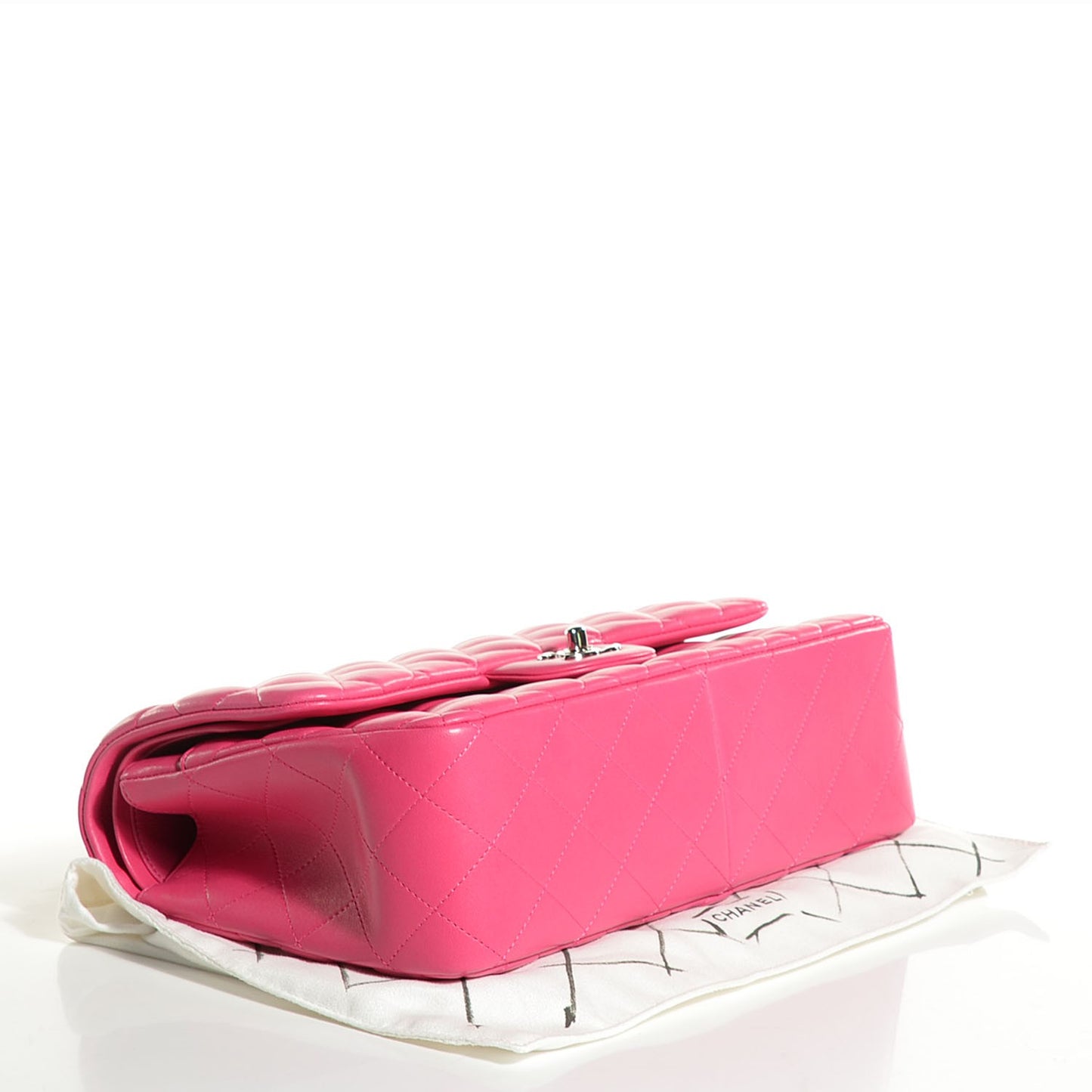 Lambskin Quilted Jumbo Double Flap Fuchsia
