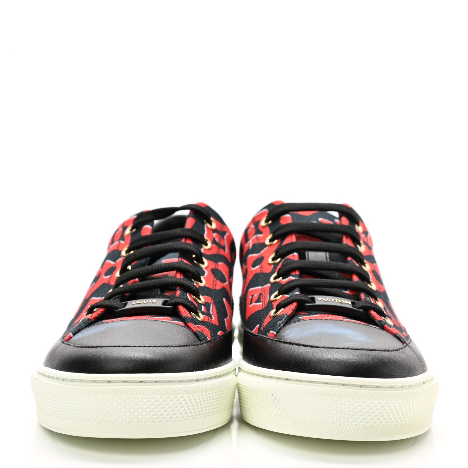 Louis Vuitton X UF Calfskin Tufted Monogram Stellar Sneakers 39.5 Black Red 2 of 11