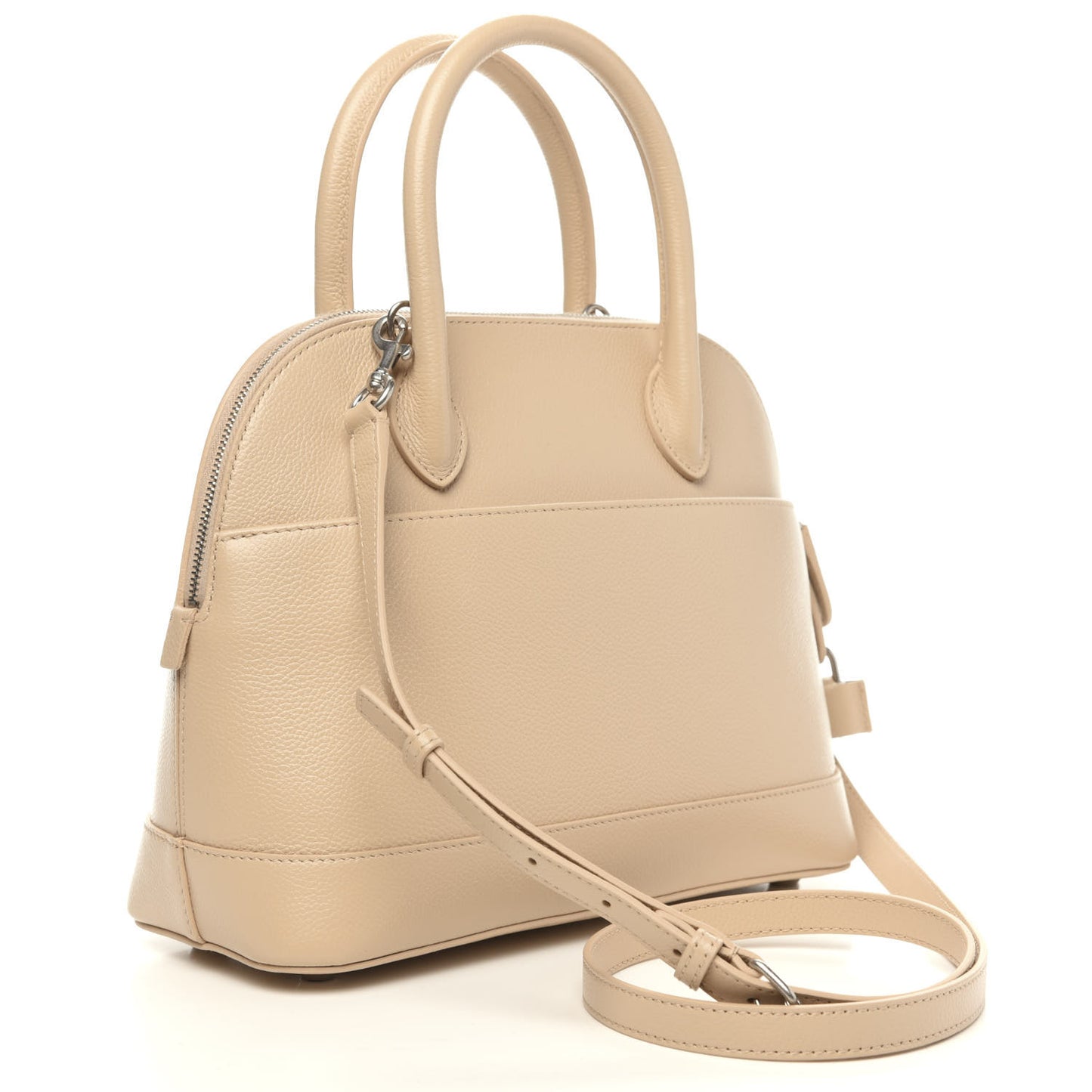 Grained Calfskin Logo S Ville Top Handle Bag Light Beige