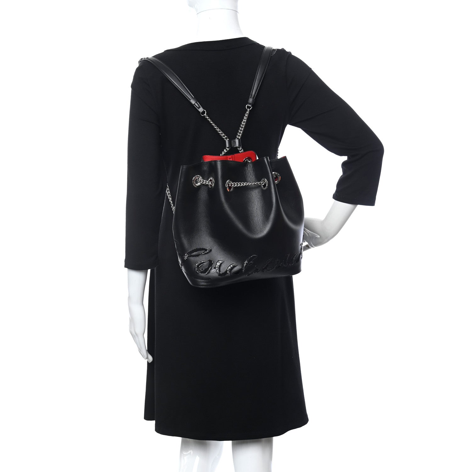 Christian Louboutin Calfskin Paris Marie Jane Logo Backpack Black 2 of 14