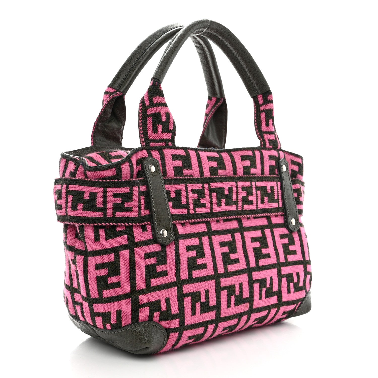 Fendi Zucca Cinghiale Medium Zip Code Shopping Tote Rosa Verde 3 of 10