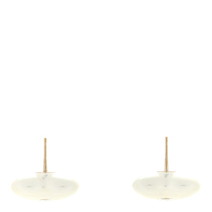 Chanel Pearl Crystal CC Heart Earrings Gold 3 of 4